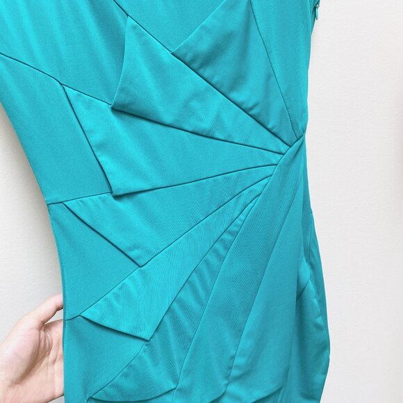 NWT Women's Solid Turquoise color Bodycon Midi Dress, size S - Picture 2 of 4